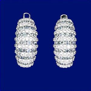 925 Sterling Silver Earrings with Natural Sapphire & White Topaz Gemstone